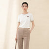 Beige Knitted Short Sleeve Sweater - SHIMENG