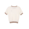 Beige Knitted Short Sleeve Sweater - SHIMENG