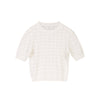Beige Midi Sleeve Heart Pattern Sweater - SHIMENG