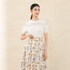 Beige Printed Flower Pattern Skirts - SHIMENG