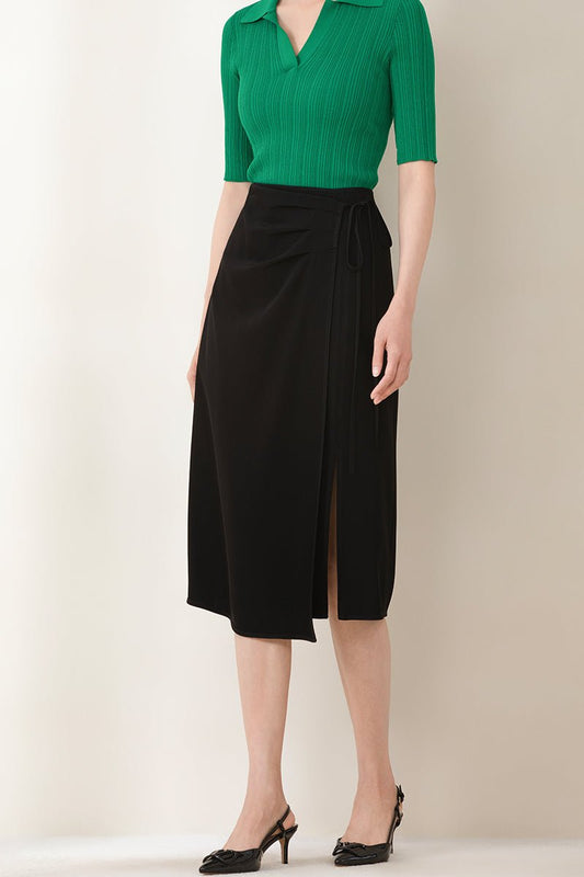 Black High Waist Drawstring Split Skirts - SHIMENG