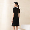 Black Short Sleeve Polo Collar Dress - SHIMENG