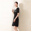 Black Short Sleeve Polo Collar Dress - SHIMENG