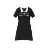 Black Short Sleeve Polo Collar Dress - SHIMENG