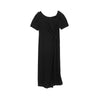 Black Slim Incline Neck Slit Midi Dress - SHIMENG