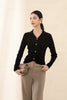 Black Slim Sweater with Buttons - SHIMENG