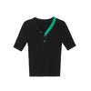 Black Slim V Neck T - shirt - SHIMENG