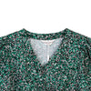 Emerald Floral V Neck Ruffles Midi Dress - SHIMENG