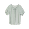 Grey Green Acetate Short Sleeve Circle Neck T-shirt - SHIMENG