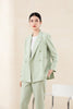 Grey Green Double Breasted Suit Blazer - SHIMENG