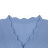 Mist Blue Short Sleeve Knitted Wave Neck T-shirt - SHIMENG