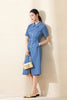 Sapphire Belted Midi Dress with Zipper - SHIMENG