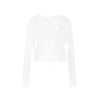 White Long Sleeve Lace up Cardigan - SHIMENG