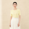 Yellow Short Sleeve Knitted T-shirt - SHIMENG