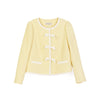 Yellow Tweed Short Jacket with Bow Tie - SHIMENG