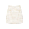 Beige High Waist Tweed Short Skirt - SHIMENG