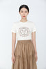 Beige T-shirt With Butterfly Floral Pattern - SHIMENG