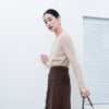 Beige Wool V Neck Sweater - SHIMENG