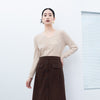 Beige Wool V Neck Sweater - SHIMENG