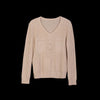 Beige Wool V Neck Sweater - SHIMENG