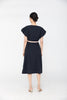 Black Bud Sleeve Waist Band Dress - SHIMENG