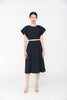 Black Bud Sleeve Waist Band Dress - SHIMENG