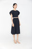 Black Bud Sleeve Waist Band Dress - SHIMENG