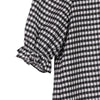 Black Checkered Puff Sleeves T-shirt - SHIMENG