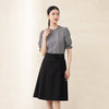 Black Checkered Puff Sleeves T-shirt - SHIMENG