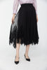 Black Elastic Waist Tulle Lace Midi Skirt - SHIMENG