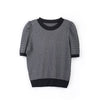 Black Knitted Puff Short Sleeve Sweater - SHIMENG