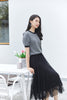 Black Knitted Puff Short Sleeve Sweater - SHIMENG