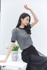 Black Knitted Puff Short Sleeve Sweater - SHIMENG