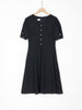 Black Lace Sleeve V Neck Pearl Dress - SHIMENG