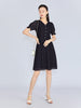 Black Lace Sleeve V Neck Pearl Dress - SHIMENG