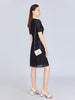 Black Lace Sleeve V Neck Pearl Dress - SHIMENG