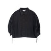 Black Lantern Sleeve Drawstring Shirt - SHIMENG