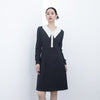 Black Large Collar Midi Dress - SHIMENG