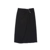 Black Midi Skirt High Waist Metal Buckle - SHIMENG