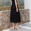 Black Paneled Sheer Lace Skirt - SHIMENG