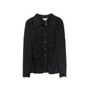 Black Pleated Design Slim Blouse - SHIMENG