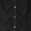 Black Pleated Design Slim Blouse - SHIMENG