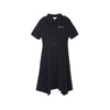 Black Polo Collar Waist Dress - SHIMENG