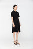 Black Polo Collar Waist Dress - SHIMENG