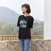 Black Printed Butterfly Pattern T-shirt - SHIMENG