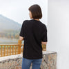 Black Printed Butterfly Pattern T-shirt - SHIMENG