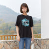 Black Printed Butterfly Pattern T-shirt - SHIMENG