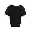 Black Puffed Slim Lace T-shirt - SHIMENG