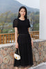 Black Puffed Slim Lace T-shirt - SHIMENG