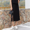Black Retro Slit Long Skirt - SHIMENG